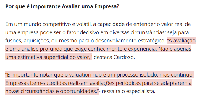 VALUATION CURSO ON-LINE - AVALIAÇÃO DE EMPRESAS