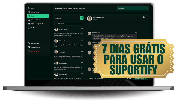 7 dias grátis no Suportify